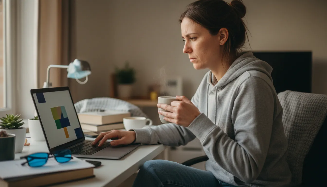 Person playing online poker on a laptop at a home desk during lockdown